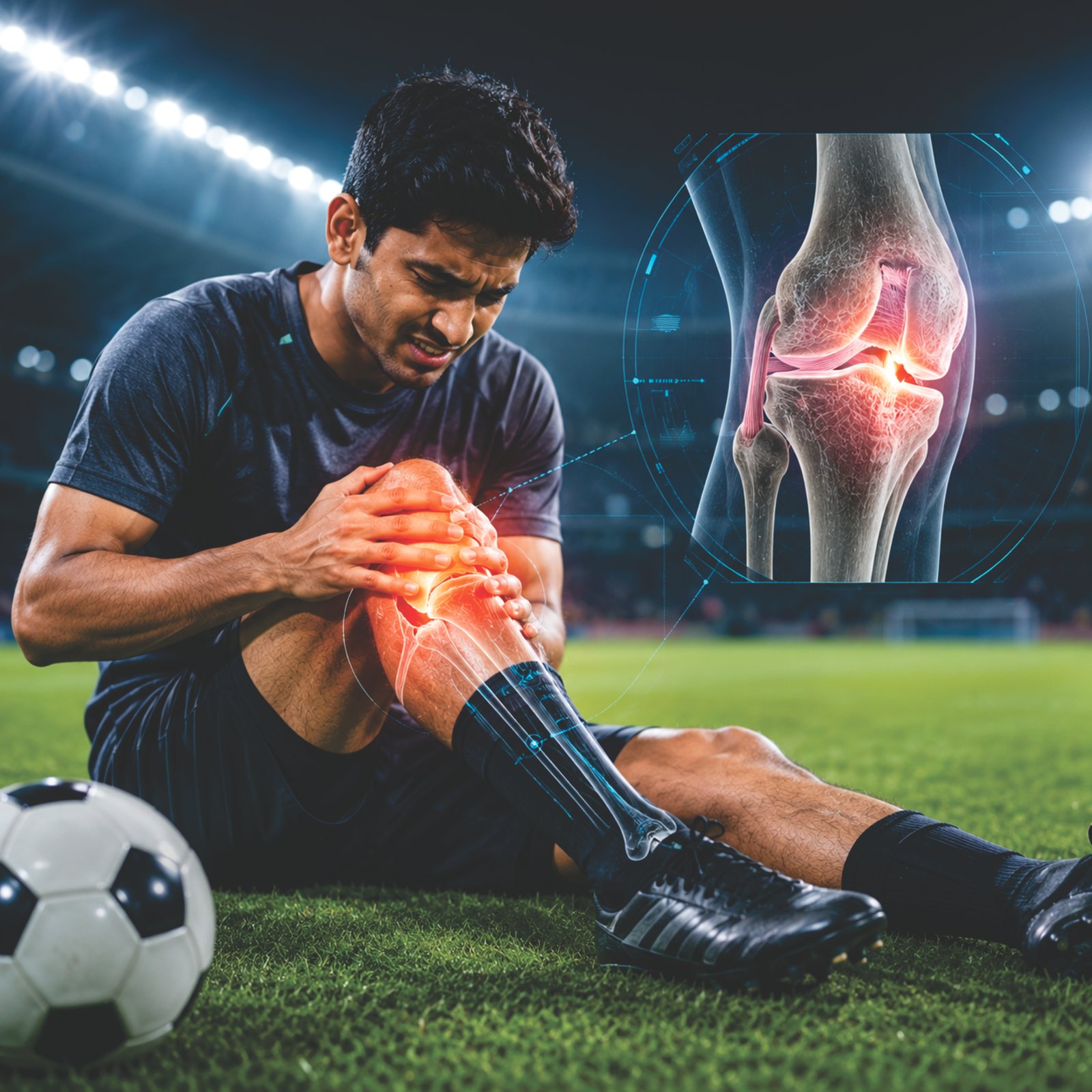 Patient with knee pain receiving specialist care
